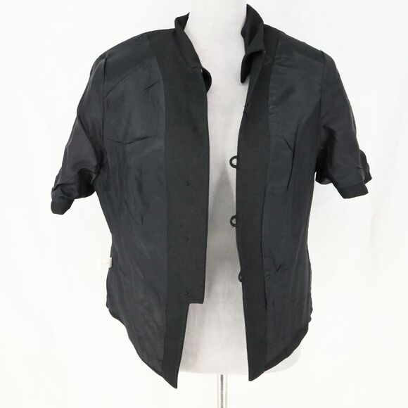 Lord & Taylor Jacket Petites 12P Black Lined Pockets Shell Buttons Career Vtg - Picture 16 of 16